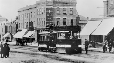 Steam Tram in North London in the 1880s by English Photographer